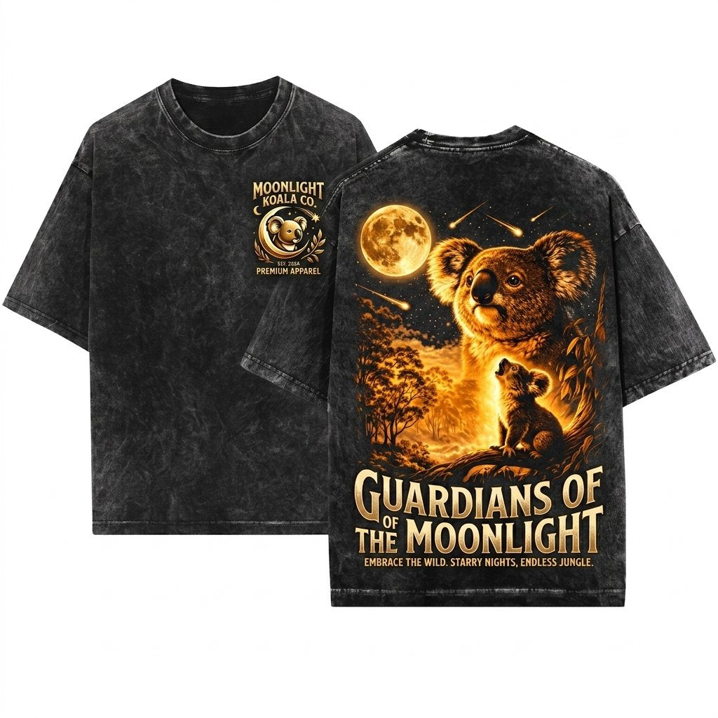 Retro Australian Marsupial Full Moon Graphic Apparel Vintage Wildlife Gift Unisex Wash T-Shirt