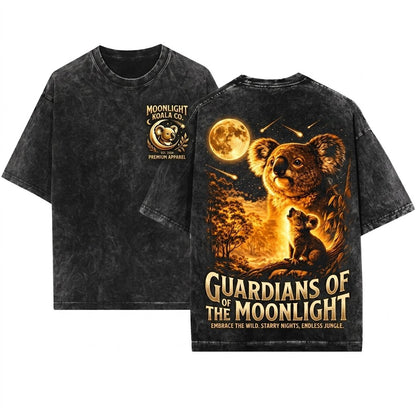 Retro Australian Marsupial Full Moon Graphic Apparel Vintage Wildlife Gift Unisex Wash T-Shirt