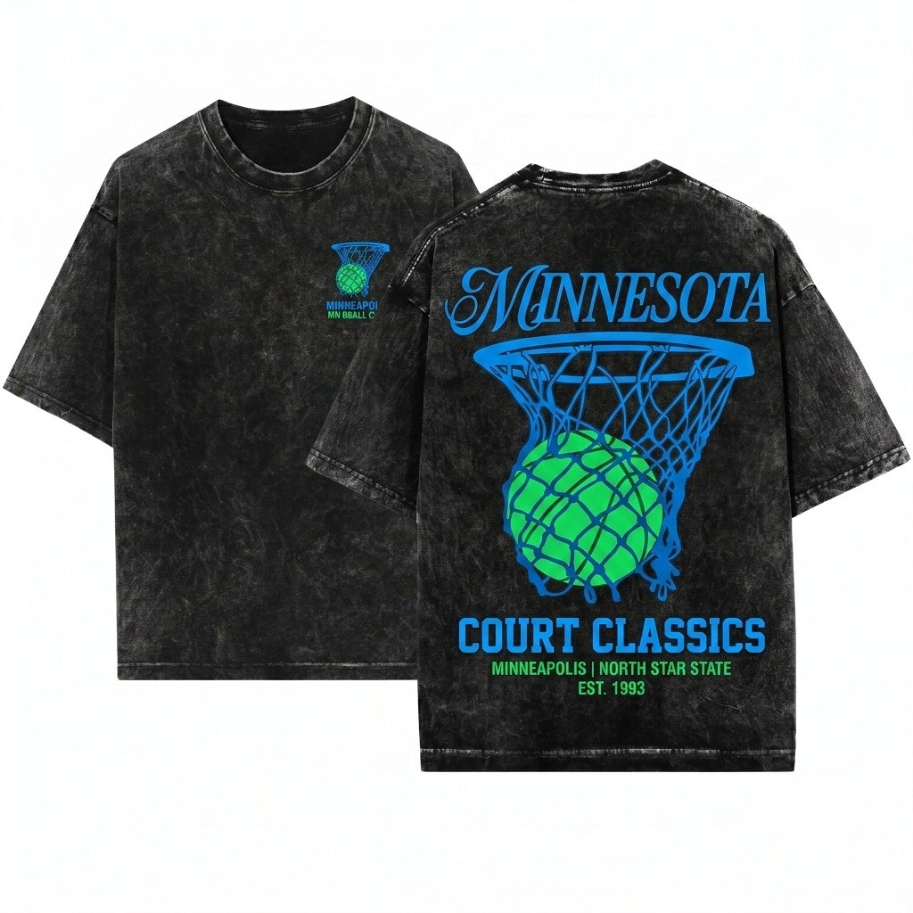 Vintage Minnesota Bball Streetwear Graphic Unisex Wash T-Shirt