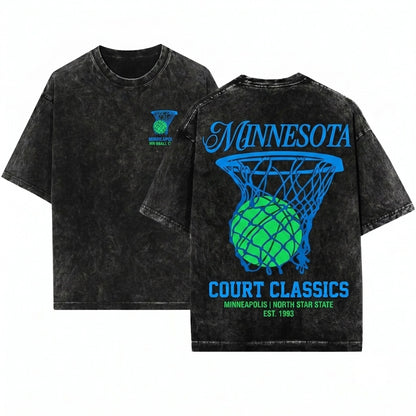 Vintage Minnesota Bball Streetwear Graphic Unisex Wash T-Shirt