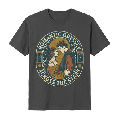 Retro Anakin and Padmé Graphic Tee Vintage Sci-Fi Galactic Romance Apparel Unisex TShirt