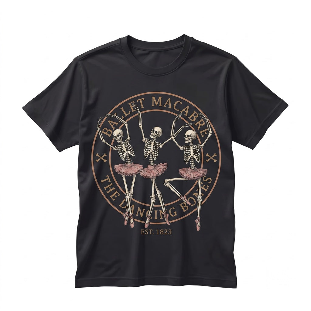 Ballerina Dancing Skeleton Halloween Spooky Fall Crewneck Unisex TShirt
