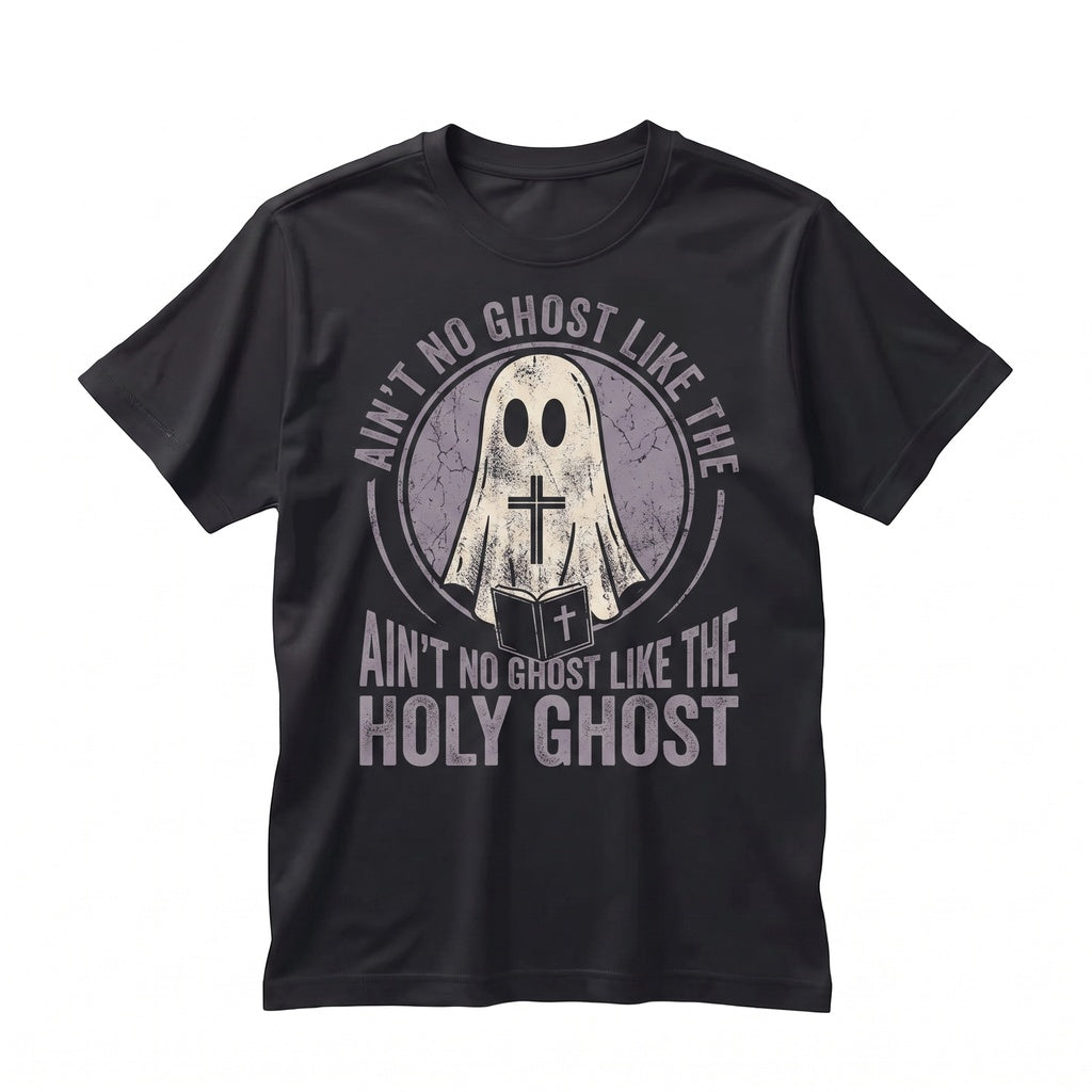 Funny Cute Ghost Reading Holy Bible Catholic Retro Religious Graphic Gift Unisex TShirt
