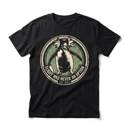 Flight Was Never an Option Armed Penguin Knife Sarcastic Animal Vintage Dark Humor Funny Meme Unisex TShirt