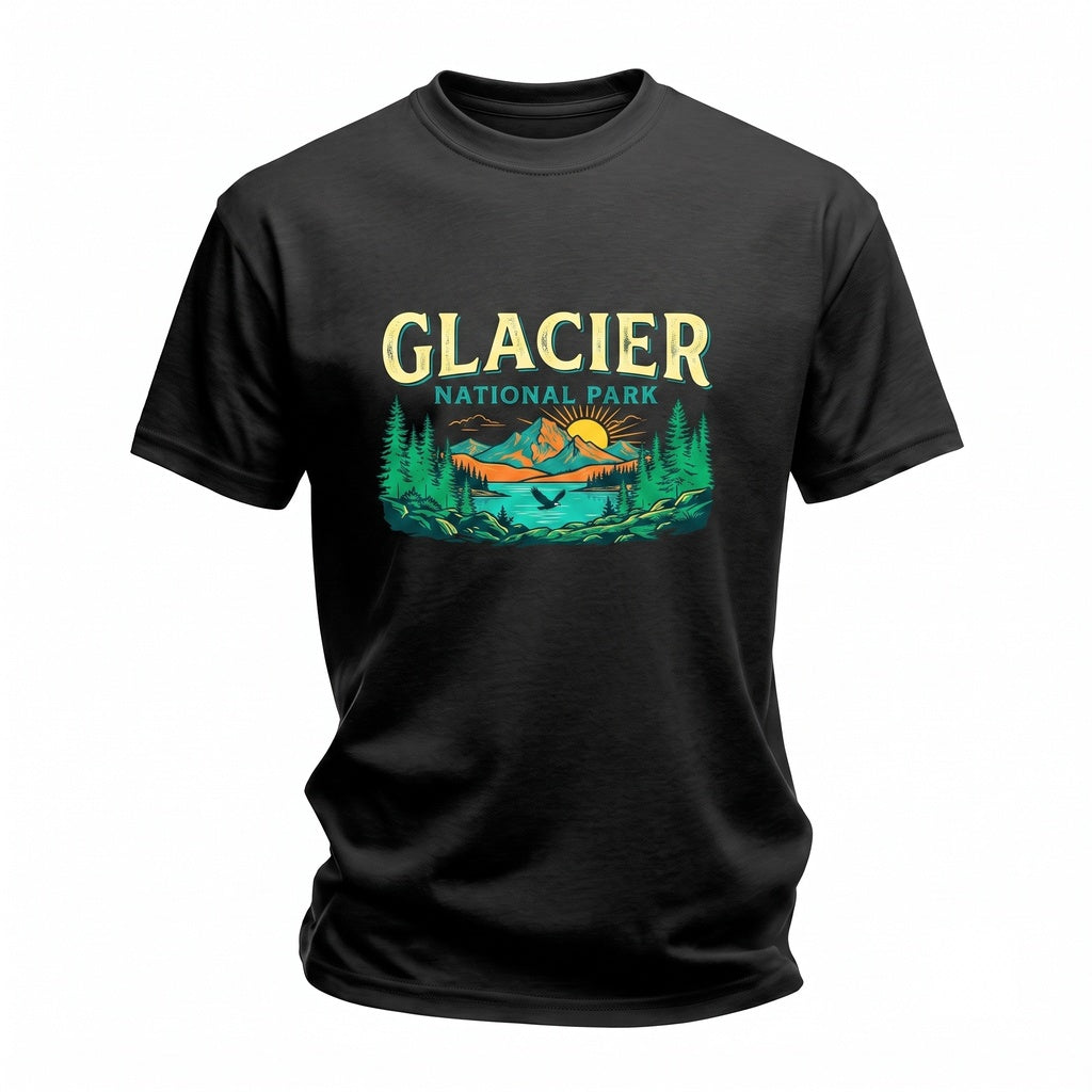 Glacier National Park Vintage Distressed Montana Nature Graphic Unisex TShirt