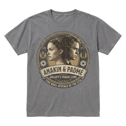 Retro Anakin Skywalker Padme Amidala Couple Graphic Galactic Romance Matching Vintage Apparel Unisex TShirt