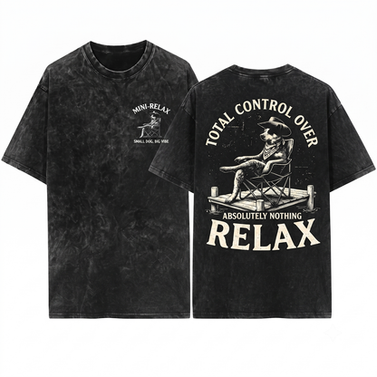 Relax Blue Heeler Dog Western Cowboy Tee - Funny Australian Cattle Gift for Mom Dad - Unisex Heavyweight Garment-Dyed T-Shirt