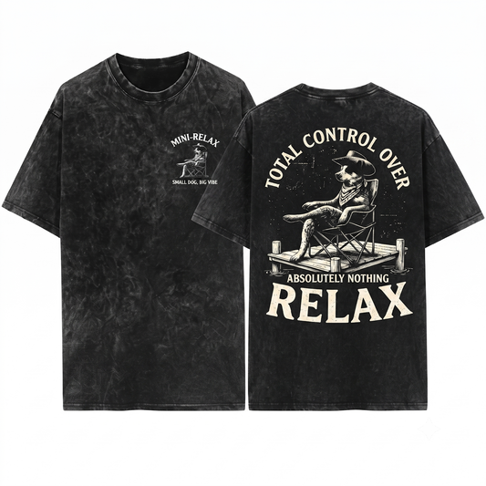 Relax Blue Heeler Dog Western Cowboy Tee - Funny Australian Cattle Gift for Mom Dad - Unisex Heavyweight Garment-Dyed T-Shirt