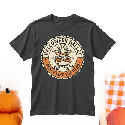 Dancing Skeleton Witch Ballerina Vintage Fall Retro Boo Graphic Halloween Unisex TShirt