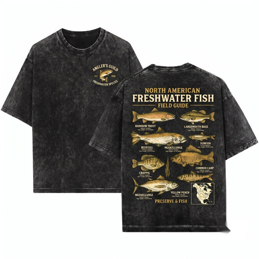 Vintage Bass Fish Tattoo Style Retro Angler Ocean Gift Unisex Wash T-Shirt