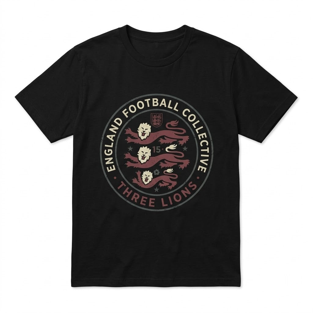 England National Soccer Team Crest Players Graphic Vintage Black Apparel Top Unisex TShirt