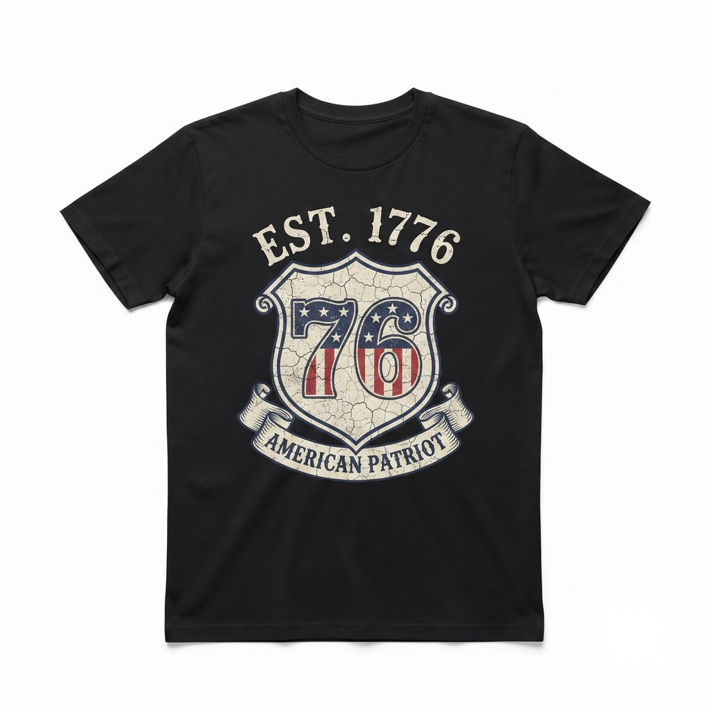 Made in USA 76 Vintage 1976 Birthday Patriotic American Flag 50th Gift Unisex TShirt