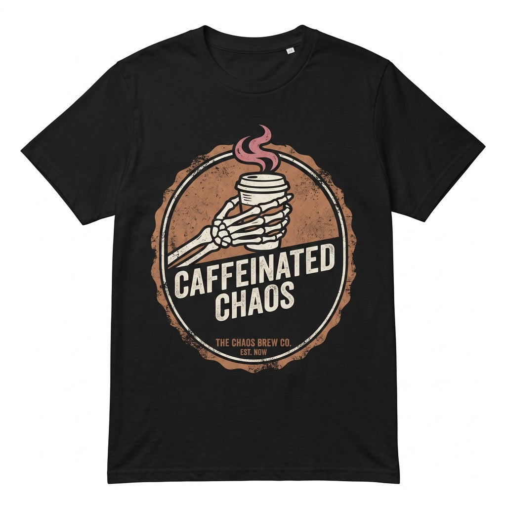 Caffeinated Chaos Skeleton Coffee Lover Gift Goth Spooky Tired Caffeine Vibes Sweatshirt Hoodie for Women Unisex TShirt