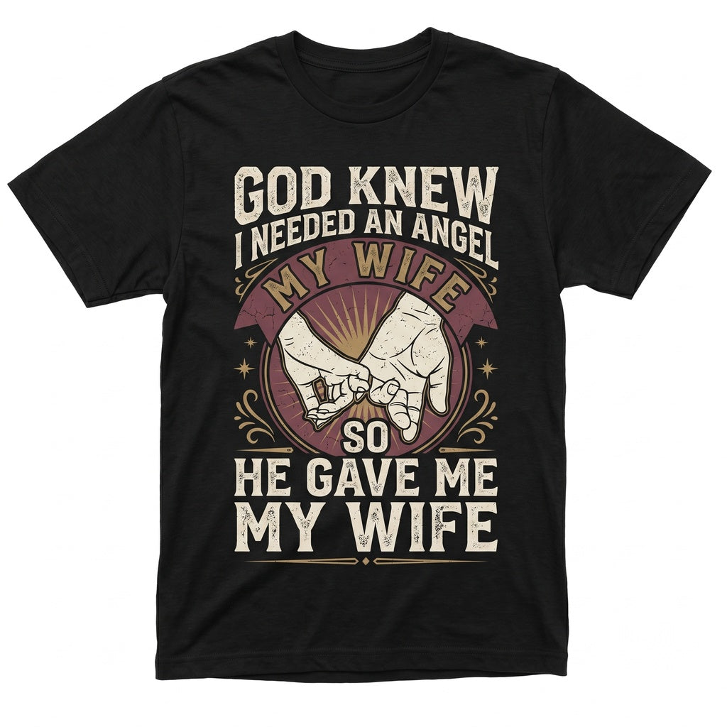 Husband Angel Wife Cute Marriage Anniversary Birthday Gift for Him Men Family Unisex TShirt