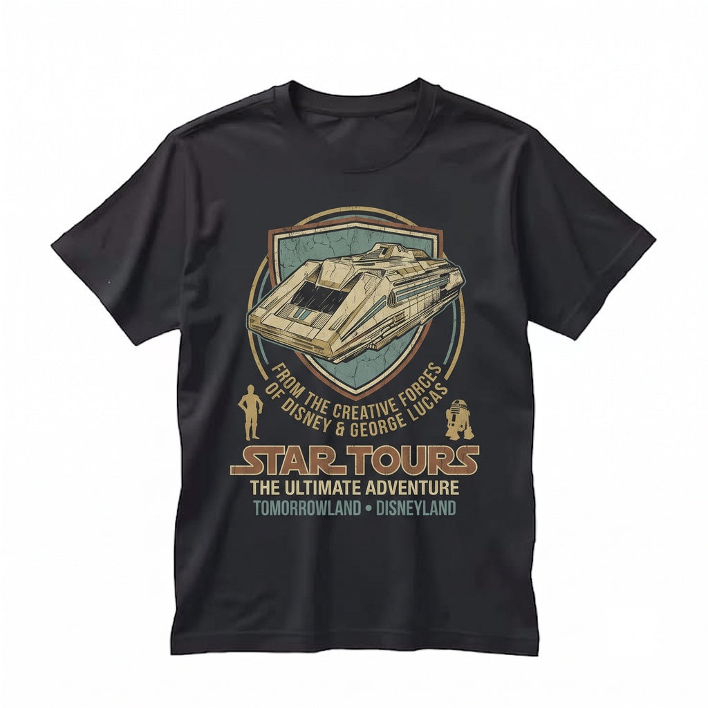 Oversized Star Tours Y2K Retro Galaxy Space Travel Land Matching Graphic Apparel Unisex TShirt