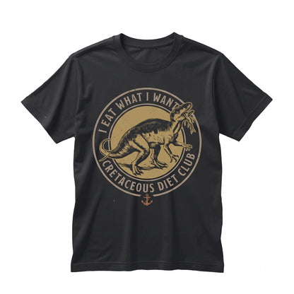 Funny I Eat What Want Retro T-Rex Dino Graphic Print Cotton Unisex TShirt