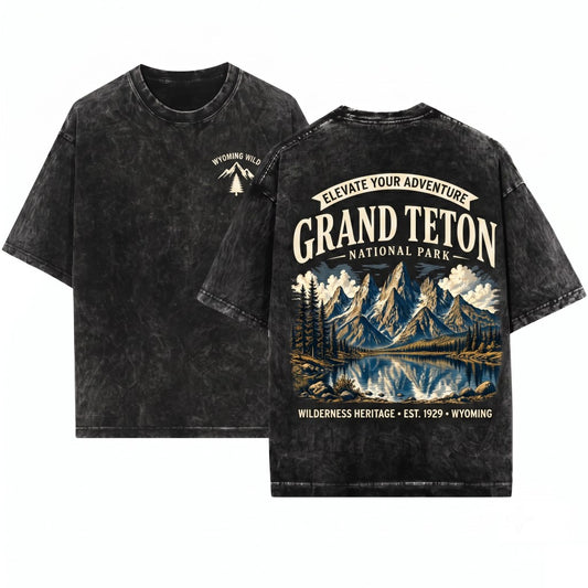 Vintage Grand Teton National Park Retro 90s Wilderness Heritage Graphic Artistic Wyoming Nature Comfort Colors Hiking Gift Unisex