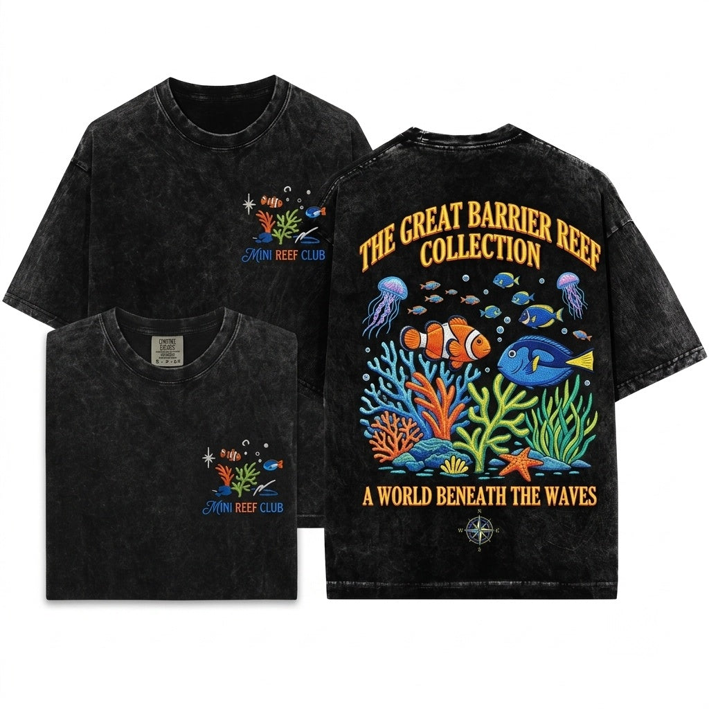 Ocean Animals Coral Reef Beach Shirt – Surf & Sea Life Button Up T-Shirt