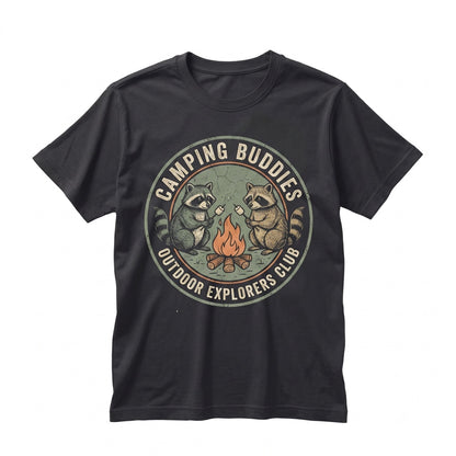 Funny Raccoon Camping Buddies Campfire Friends Cute Outdoor Wildlife Graphic Unisex TShirt