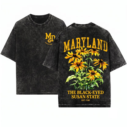 Maryland State Flower Botanical Gardening Travel Gift Mother Girlfriend Unisex Wash T-Shirt
