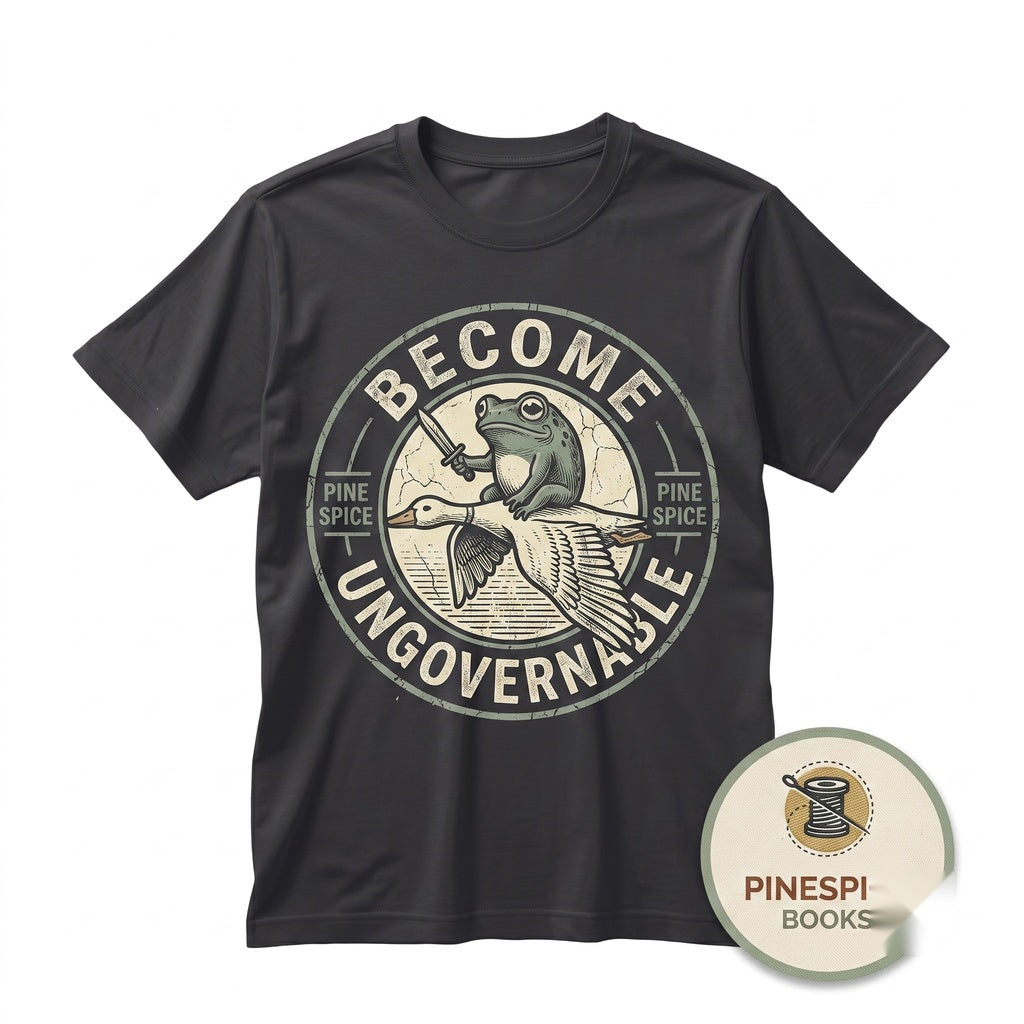 Become Ungovernable Embroidered Frog Riding Goose Funny RPG Gamer Unisex TShirt