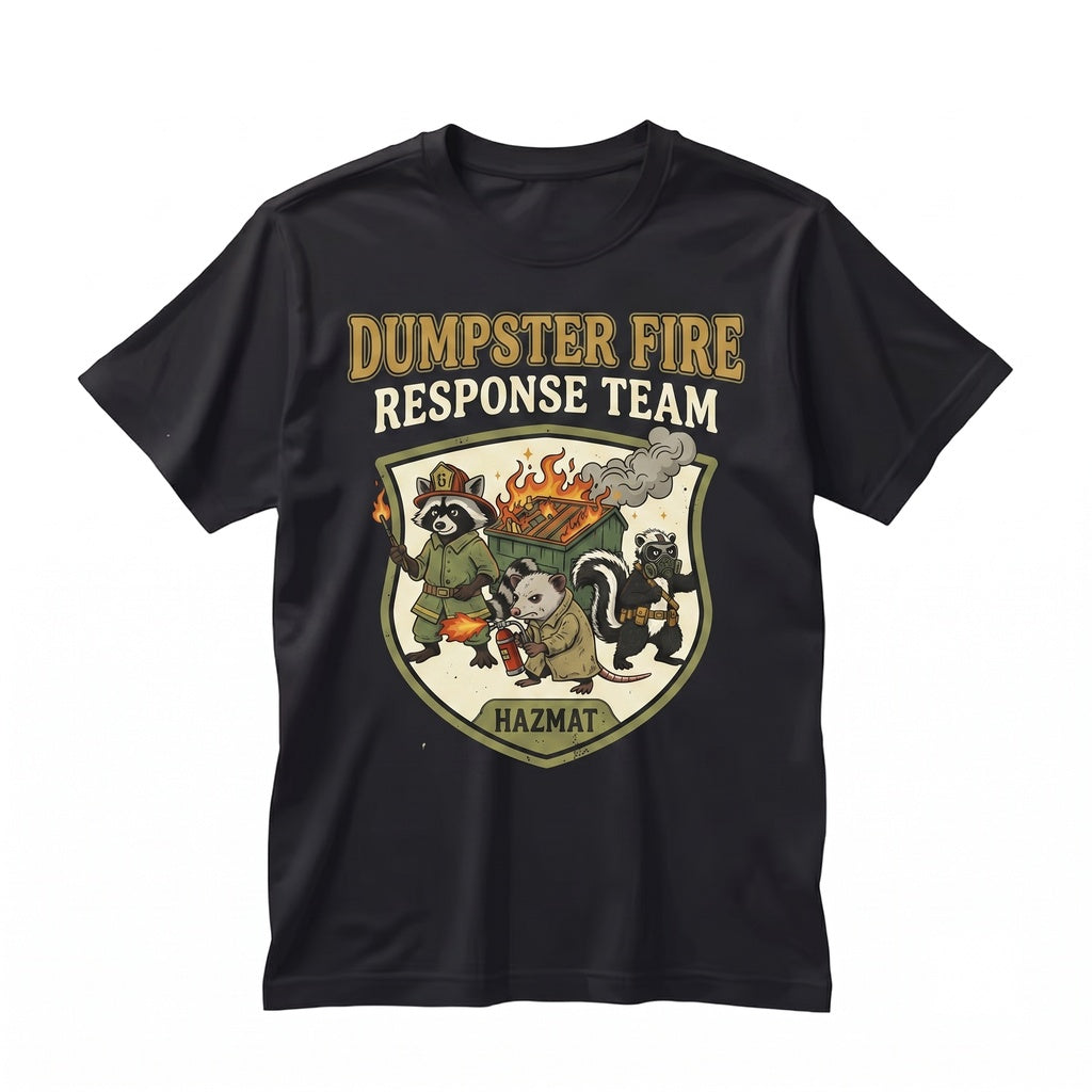 Dumpster Fire Response Team Funny Raccoon Opossum Sarcastic Meme Graphic Chaos Gift Unisex TShirt