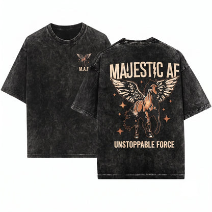 Majestic Retro Graphic Pegasus Printable Unisex Wash T-Shirt