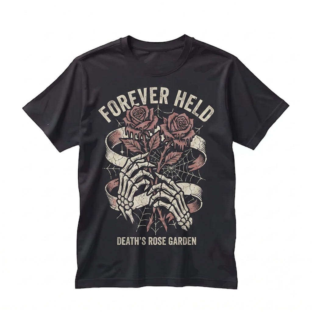 Spooky Skeleton Roses Graphic Cute Creepy Sarcastic Alt Black White Goth Unisex TShirt