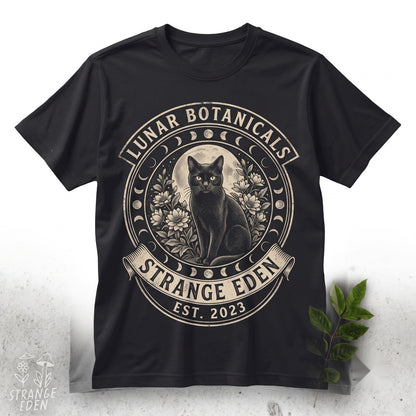 Vintage Woodcut Black Cat Witchy Moon Graphic Sweatshirt Unisex TShirt