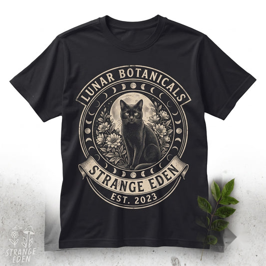 Vintage Woodcut Black Cat Witchy Moon Graphic Sweatshirt Unisex TShirt