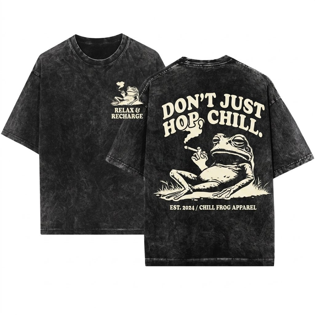Rippit Frog Vintage Stoned Weed Funny High Gift Stoner Animals 420 THC Unisex Wash T-Shirt