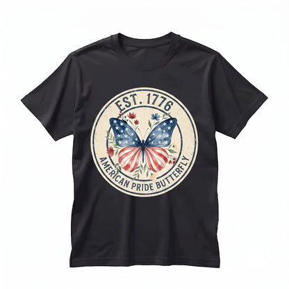 Patriotic Butterfly American Flag 4th of July Independence Day Graphic Unisex TShirt