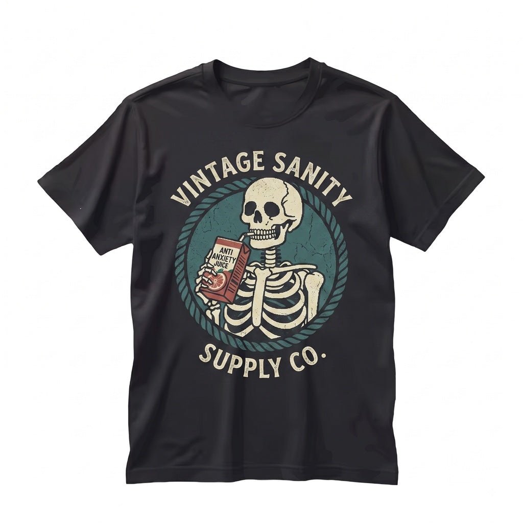 Funny Skeleton Anxiety Juice Spooky Mental Health Graphic Unisex TShirt