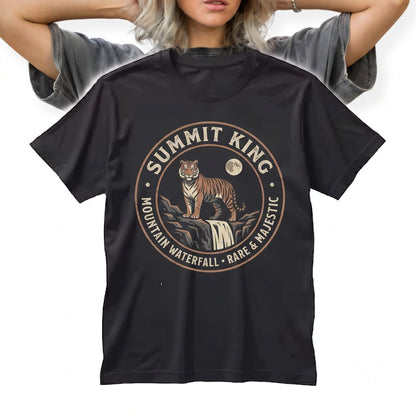Y2K Tiger Mountain Graphic Powerful Big Cat Wild Sunset Adventure Wildlife Gift Unisex TShirt
