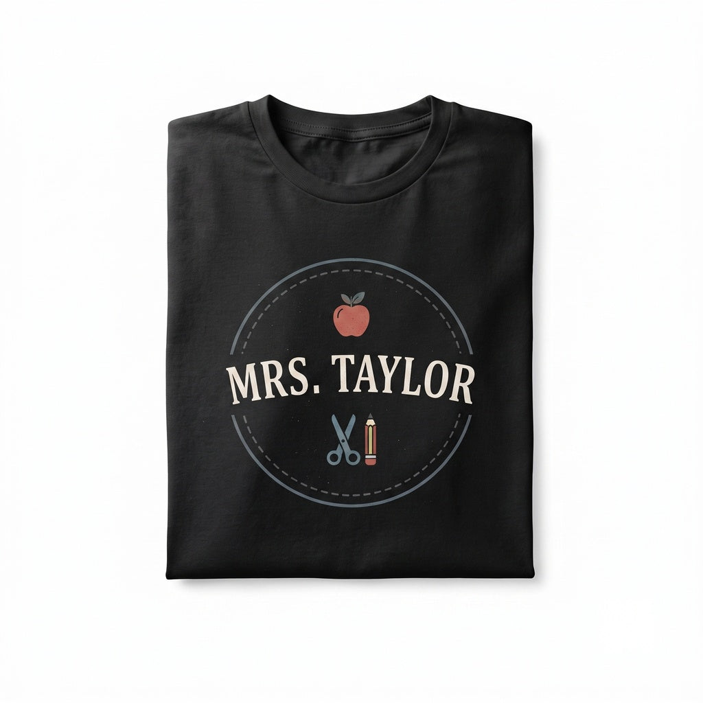 Personalized Floral Teacher Monogram Patch Custom Applique Gift Unisex TShirt