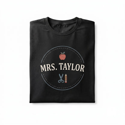 Personalized Floral Teacher Monogram Patch Custom Applique Gift Unisex TShirt