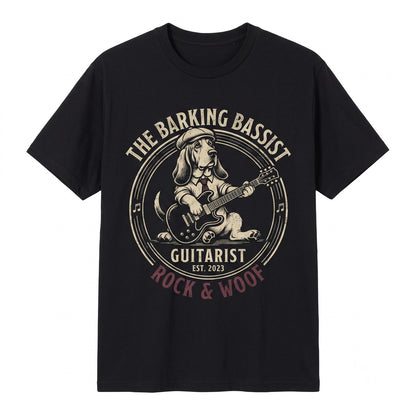 Funny Rock and Roll Dog Playing Guitar Graphic Pet Lover Musician Gift Unisex TShirt