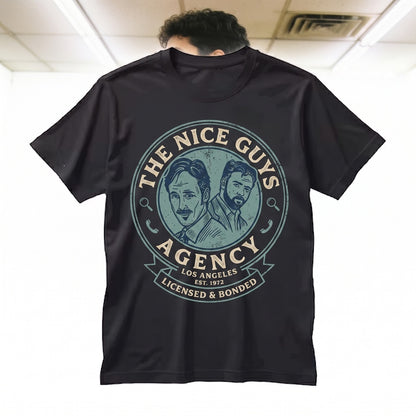 Nice Guys Detective Agency Funny Cult Classic Film Back Print Graphic Unisex TShirt