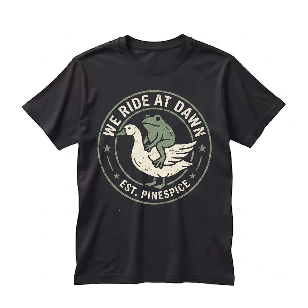 We Ride at Dawn Frog and Goose Embroidered Crewneck Medieval DnD Chaotic Good Ren Faire Sweatshirt Gildan 18000 Gift Unisex TShirt
