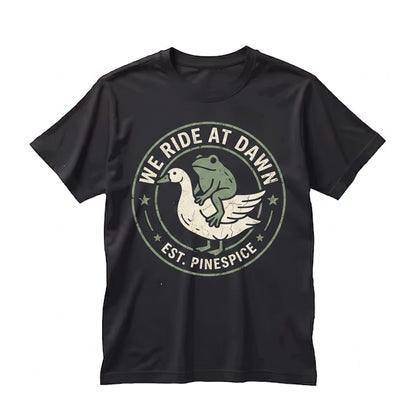 We Ride at Dawn Frog and Goose Embroidered Crewneck Medieval DnD Chaotic Good Ren Faire Sweatshirt Gildan 18000 Gift Unisex TShirt