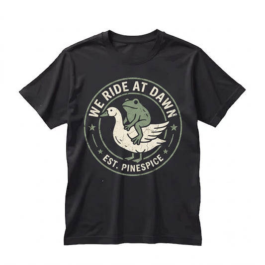 We Ride at Dawn Frog and Goose Embroidered Crewneck Medieval DnD Chaotic Good Ren Faire Sweatshirt Gildan 18000 Gift Unisex TShirt