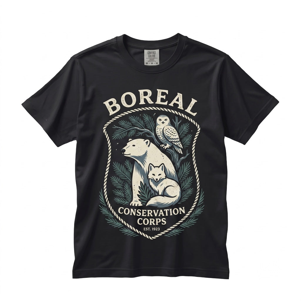 Retro Arctic Wildlife Graphic Polar Bear Fox Owl Winter Wilderness Nature Animal Lover Gift Unisex TShirt