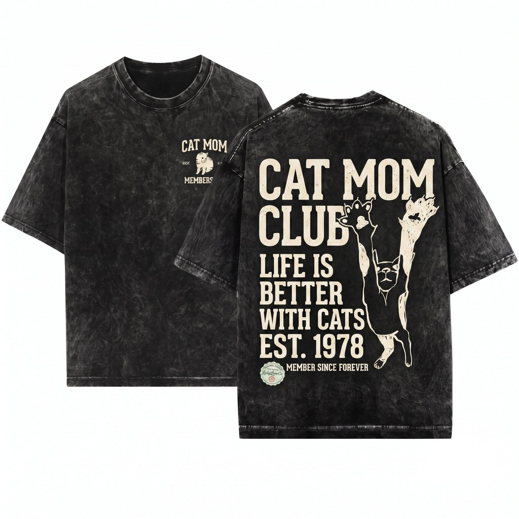 Funny Cat Mom Lover Gift Cute Pet Mama Furry Parent New Graphic Unisex Wash T-Shirt