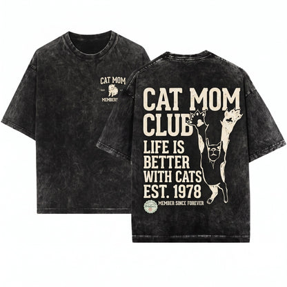 Funny Cat Mom Lover Gift Cute Pet Mama Furry Parent New Graphic Unisex Wash T-Shirt