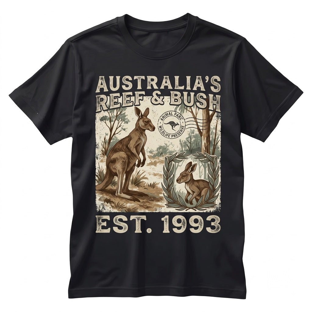 Vintage Australian Outback Kangaroo Graphic Art Rustic Nature Lover Gift Unisex TShirt