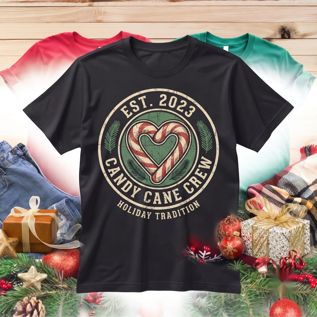 Candy Cane Heart Christmas Holiday Elf Graphic Unisex TShirt