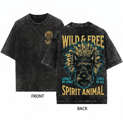 Scottish Terrier Spirit Animal Graphic Tee Retro Vintage Style Dog Lover Gift Cute Scottie Dog Owner Apparel Unisex Heavyweight Garment-Dyed T-Shirt
