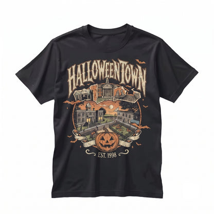 Vintage Spooky Town University Est 1998 College Retro Pumpkin Fall Graphic Crewneck Autumn Holiday Gift Unisex TShirt