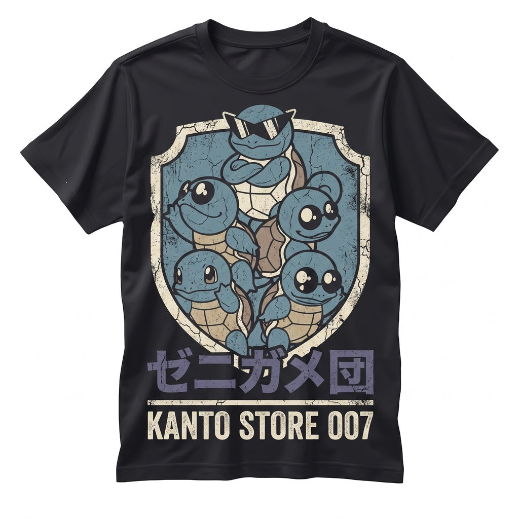 Vintage Squirtle Washed Graphic Anime Expressions Kawaii Oversized Unisex TShirt