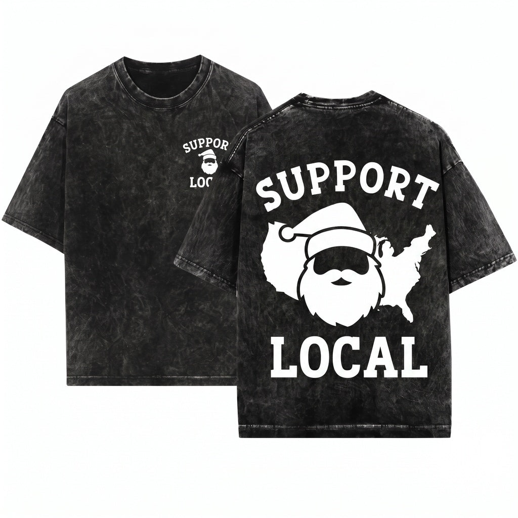 Support Local Small Business Owner Holiday Christmas Pullover Entrepreneurs Advocates Unisex Wash T-Shirt